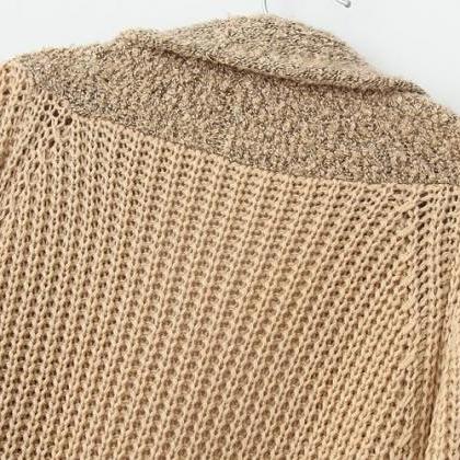 Retro Stitching Sweater Coat