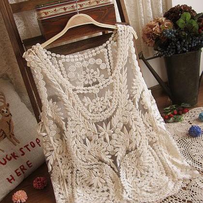 Sleeveless Embroidery Crochet Vest Bud Silk Unlined Upper Garment on Luulla