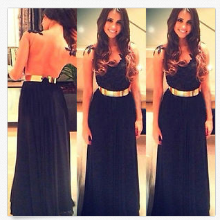 Perspective Lace Long Dress ( With Belt )