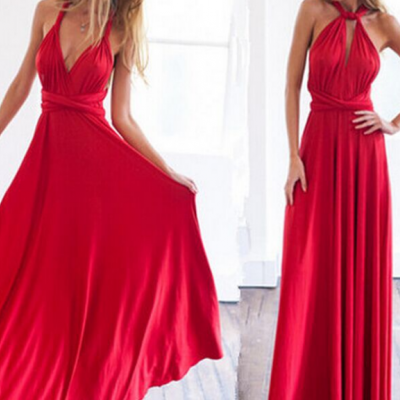 Sexy red dress Halter Chiffon