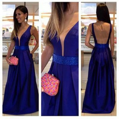 sexy Blue dress v-neck dress