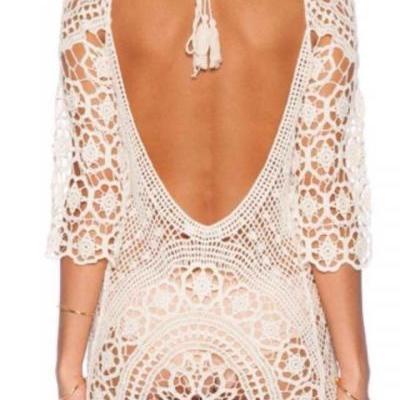 Sexy backless dress the beach 