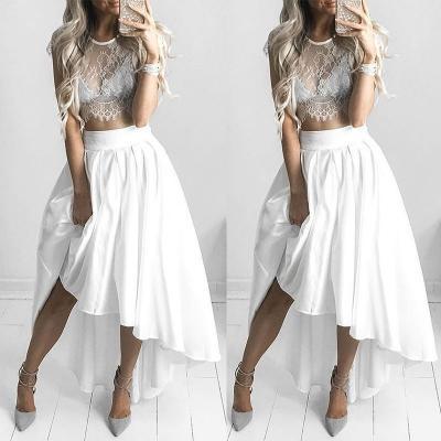 White lace sexy short-sleeved blouse two-piece