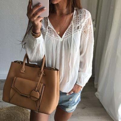 White lace long sleeve blouse 