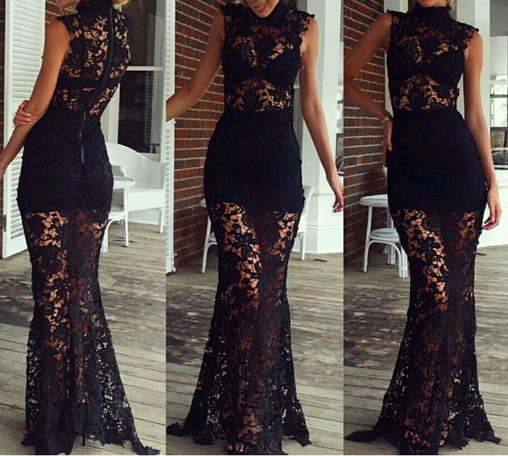 Short-sleeved Lace Dress Sexy Dress