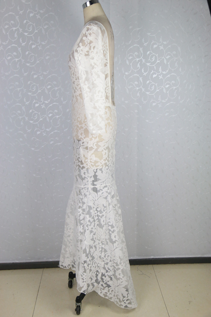 Backless Dress Stitching Lace Yarn on Luulla