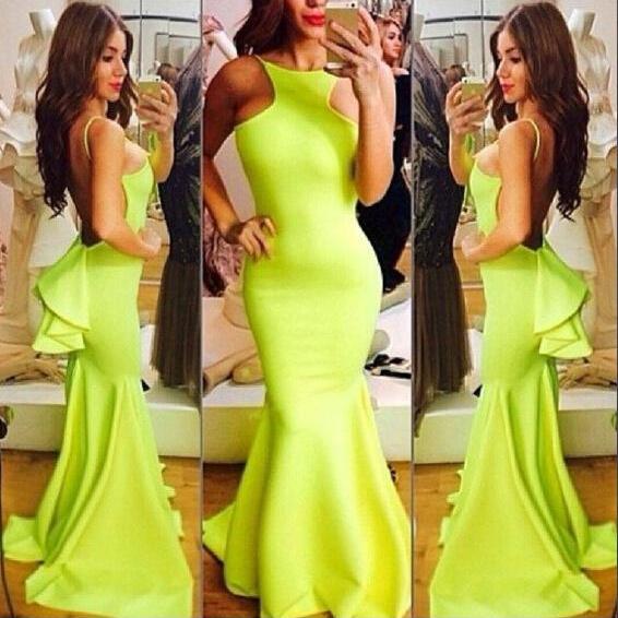 Fluorescent Green Party Dress Long Dress On Luulla 9217