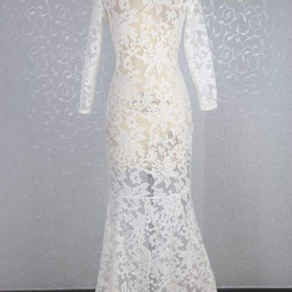 Backless Dress Stitching Lace Yarn on Luulla