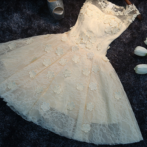 Lace Stitching Embroidery Dress on Luulla