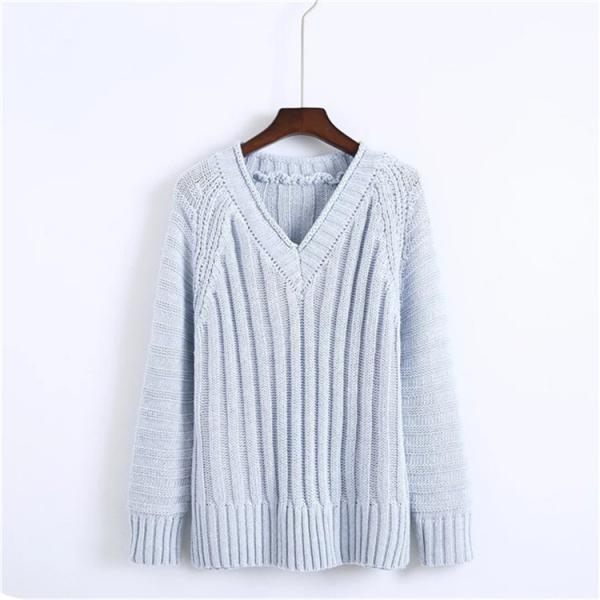 Long-sleeved V-neck Knitted Sweater on Luulla