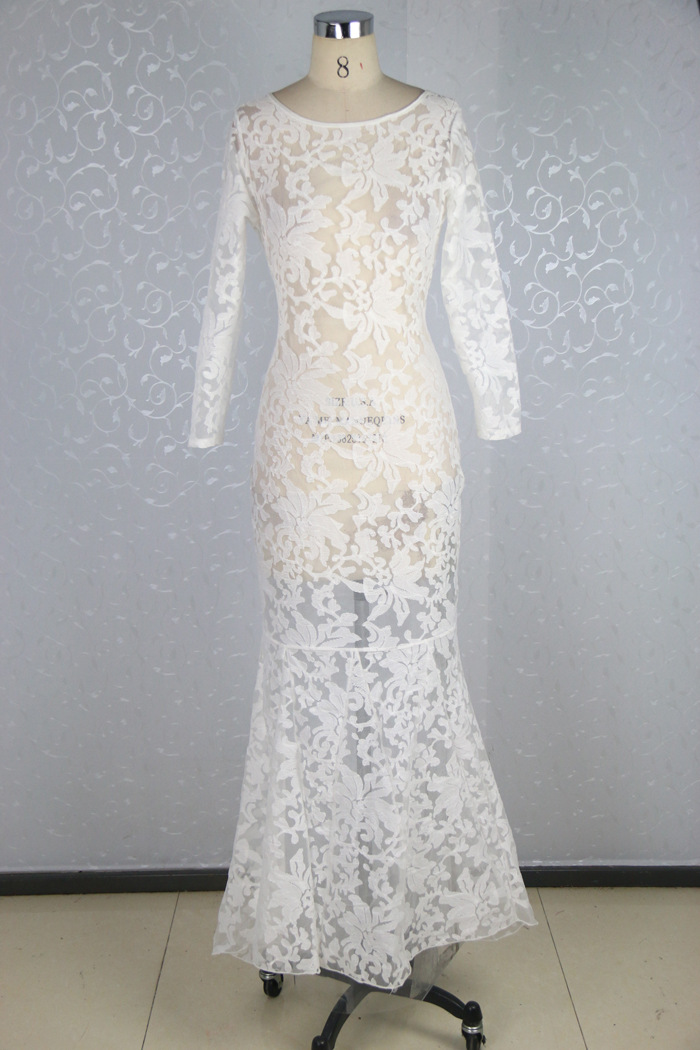 Backless Dress Stitching Lace Yarn on Luulla