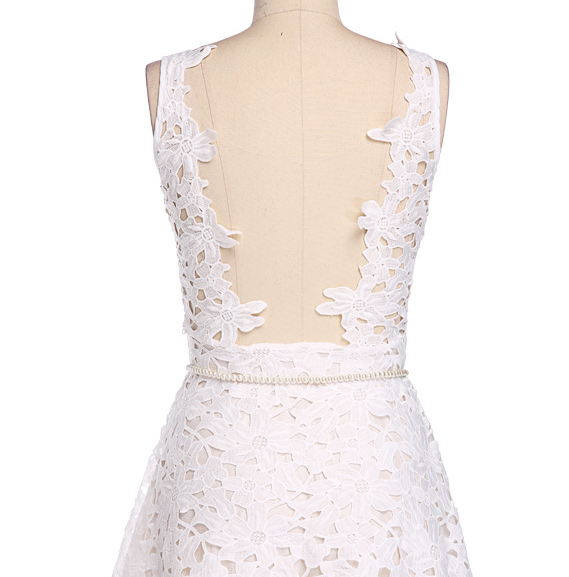 Sexy Backless Dress Lace With Pearl Belt On Luulla